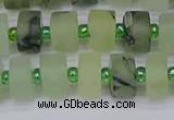 CRB525 15.5 inches 6*10mm tyre matte green rutilated quartz beads