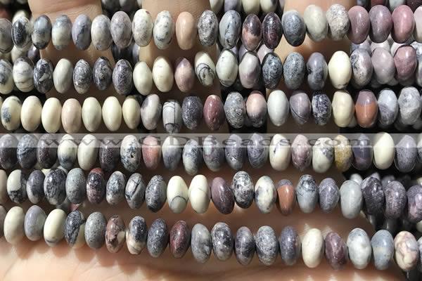 CRB5341 15.5 inches 5*8mm rondelle purple striped jasper beads