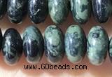 CRB5343 15.5 inches 5*8mm rondelle green picture jasper beads