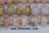 CRB542 15.5 inches 5*8mm tyre natural pink opal gemstone beads