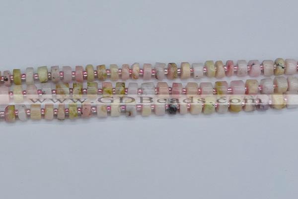 CRB542 15.5 inches 5*8mm tyre natural pink opal gemstone beads