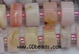 CRB545 15.5 inches 7*14mm tyre natural pink opal gemstone beads