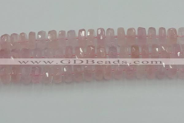 CRB560 15.5 inches 8*16mm faceted rondelle rose quartz beads