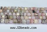 CRB5607 15.5 inches 7mm - 8mm faceted tyre pink opal beads