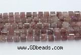 CRB5610 15.5 inches 7mm - 8mm faceted tyre strawberry quartz beads