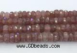 CRB5624 15.5 inches 6*12mm faceted rondelle strawberry quartz beads