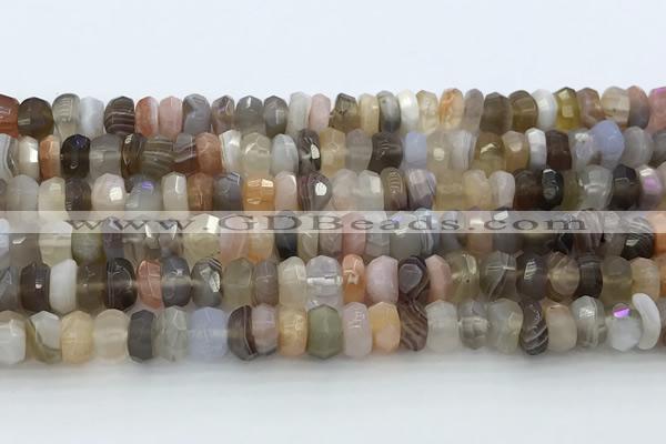 CRB5626 15.5 inches 3*6mm - 4*7mm faceted rondelle Botswana agate beads