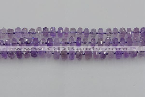 CRB565 15.5 inches 6*10mm faceted rondelle amethyst beads