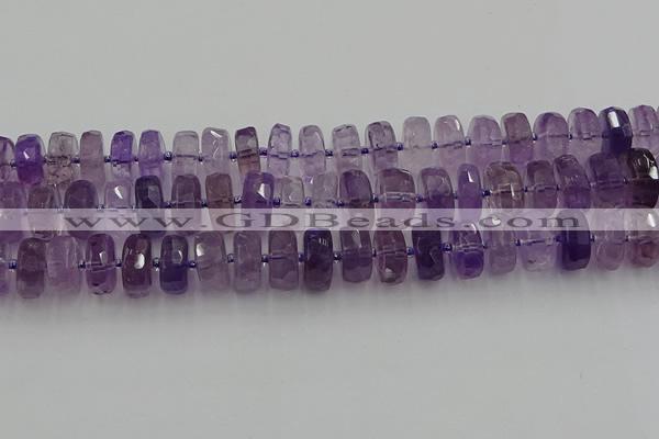 CRB568 15.5 inches 8*16mm faceted rondelle amethyst beads