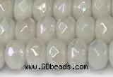 CRB5700 15 inches 5*8mm faceted rondelle AB-color white jade beads