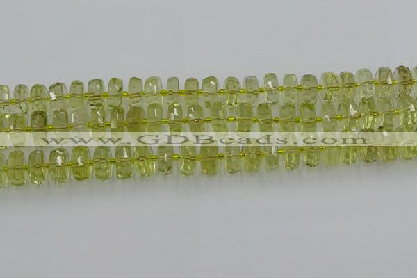 CRB573 15.5 inches 6*10mm faceted rondelle lemon quartz beads