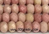 CRB5807 15 inches 4*6mm, 5*8mm faceted rondelle pink wooden jasper beads