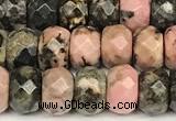 CRB5824 15 inches 4*6mm, 5*8mm, 6*10mm faceted rondelle rhodonite beads