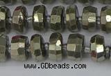 CRB597 15.5 inches 6*10mm faceted rondelle pyrite beads