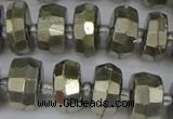 CRB598 15.5 inches 7*12mm faceted rondelle pyrite beads