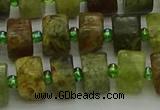 CRB665 15.5 inches 6*10mm tyre green garnet gemstone beads