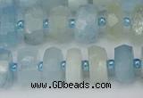 CRB802 15.5 inches 6*10mm faceted rondelle aquamarine beads