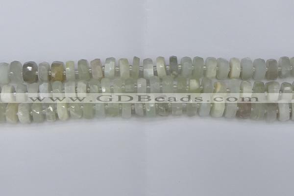 CRB810 15.5 inches 6*10mm faceted rondelle grey moonstone beads