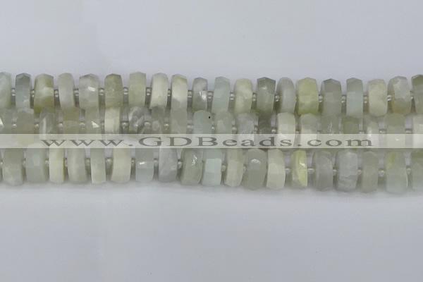 CRB812 15.5 inches 8*14mm faceted rondelle grey moonstone beads