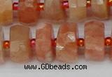 CRB819 15.5 inches 7*12mm faceted rondelle orange moonstone beads