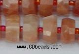 CRB820 15.5 inches 8*14mm faceted rondelle orange moonstone beads