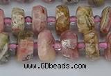 CRB834 15.5 inches 6*10mm faceted rondelle rhodochrosite beads