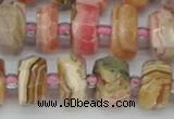 CRB835 15.5 inches 7*12mm faceted rondelle rhodochrosite beads