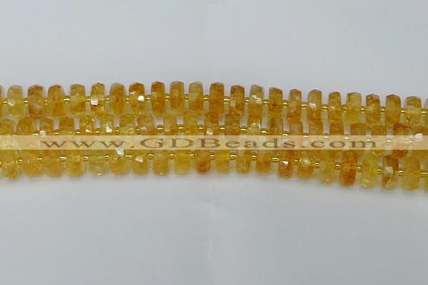 CRB844 15.5 inches 8*14mm faceted rondelle citrine beads