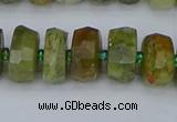 CRB850 15.5 inches 6*10mm faceted rondelle green garnet beads