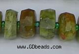 CRB852 15.5 inches 8*14mm faceted rondelle green garnet beads