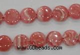 CRC106 15.5 inches 12mm flat round natural argentina rhodochrosite beads