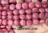 CRC1062 15.5 inches 14mm flat round rhodochrosite beads