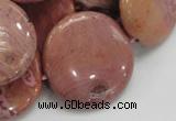 CRC76 15.5 inches 30mm flat round rhodochrosite gemstone beads