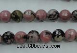 CRD12 15.5 inches 8mm faceted round rhodonite gemstone beads