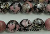 CRD17 15.5 inches 16mm faceted round rhodonite gemstone beads