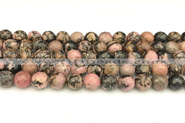 CRD362 15 inches 10mm faceted round rhodonite beads wholesale