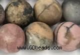 CRD369 15 inches 12mm round matte rhodonite beads