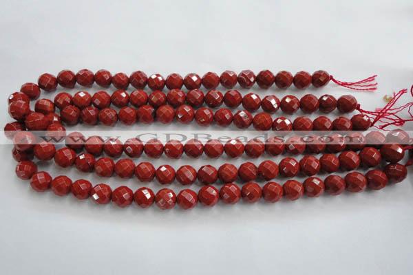 CRE154 15.5 inches 10mm faceted round red jasper beads wholesale