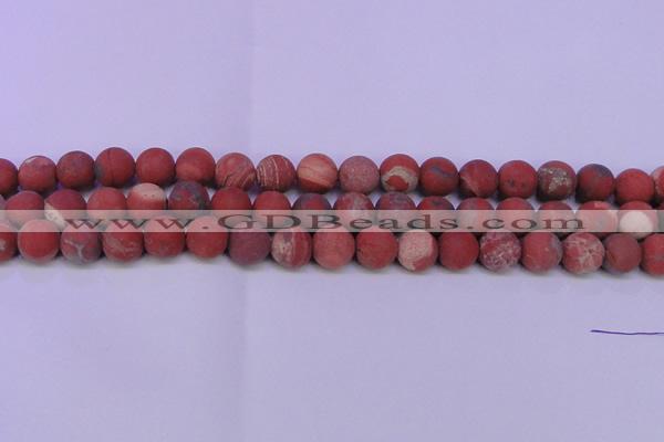 CRE162 15.5 inches 8mm round matte red jasper beads