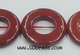 CRE22 16 inches 30mm donut natural red jasper beads wholesale