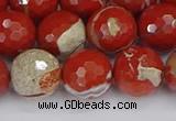 CRE334 15.5 inches 12mm faceted round red jasper beads