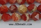 CRE346 15.5 inches 8mm faceted nuggets red jasper beads