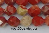 CRE347 15.5 inches 10mm faceted nuggets red jasper beads