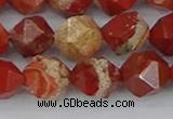 CRE348 15.5 inches 12mm faceted nuggets red jasper beads