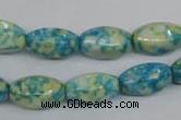 CRF114 15.5 inches 8*14mm rice dyed rain flower stone beads