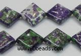 CRF19 15.5 inches 15*15mm diamond dyed rain flower stone beads