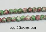 CRF21 15.5 inches 4mm round dyed rain flower stone beads wholesale