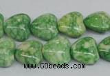 CRF212 15.5 inches 14*14mm heart dyed rain flower stone beads