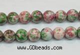 CRF23 15.5 inches 8mm round dyed rain flower stone beads wholesale