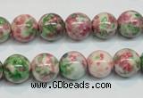 CRF25 15.5 inches 12mm round dyed rain flower stone beads wholesale